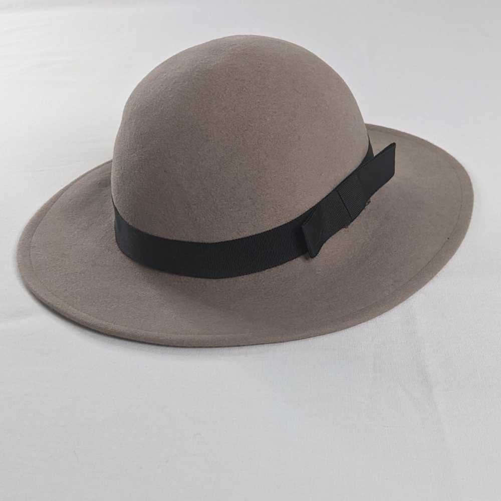 VTG Lancaster Wool Rounded Pencil Rin Felted Tan Cream Gray Hat